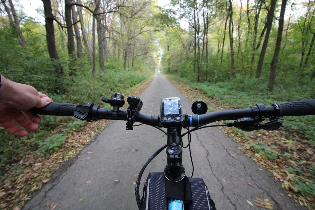 una strada di campagna in autunno con una bella bici elettrica italiana